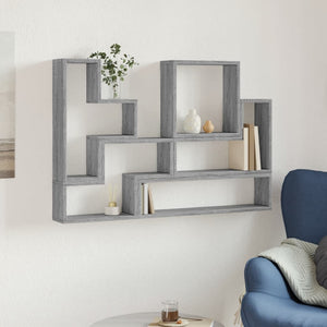 vidaXL Wall Shelf Grey Sonoma 96x12x64 cm Engineered Wood