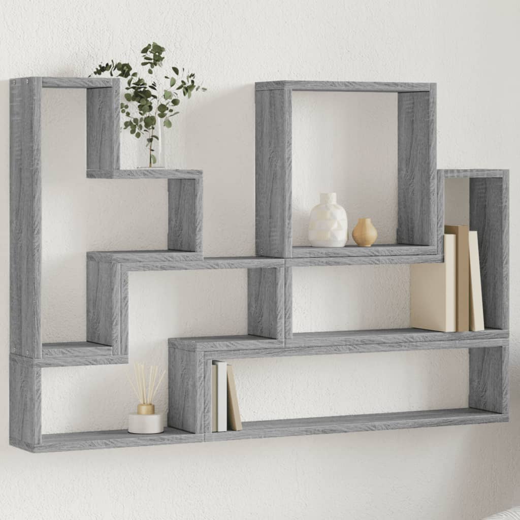 vidaXL Wall Shelf Grey Sonoma 96x12x64 cm Engineered Wood