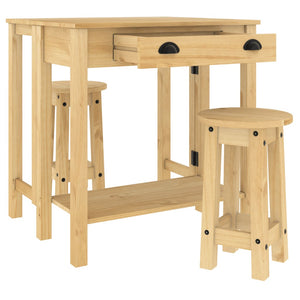 vidaXL 3 Piece Bar Set Solid Wood Pine