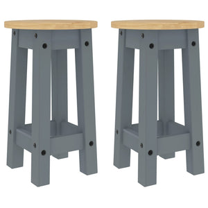 vidaXL Bar Stools 2 pcs Grey Solid Wood Pine