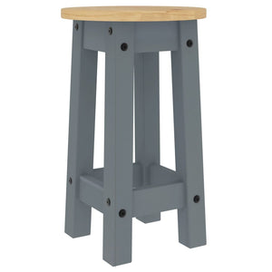 vidaXL Bar Stools 2 pcs Grey Solid Wood Pine