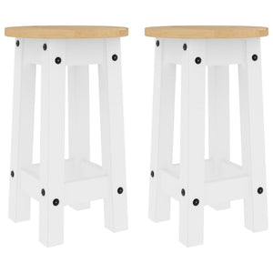 vidaXL Bar Stools 2 pcs White Solid Wood Pine