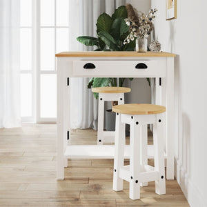 vidaXL Bar Stools 2 pcs White Solid Wood Pine