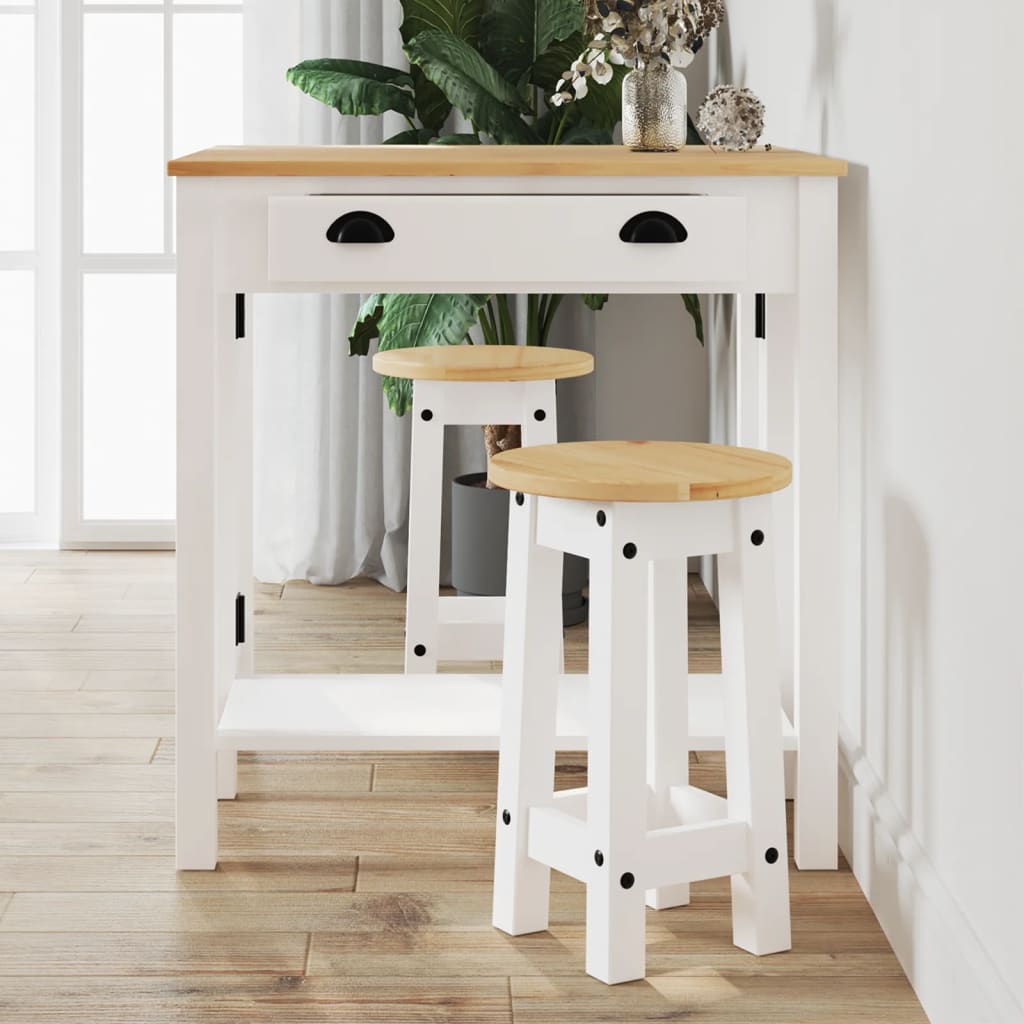 vidaXL Bar Stools 2 pcs White Solid Wood Pine