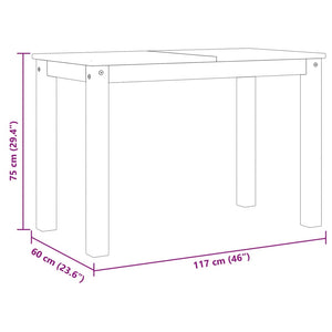 vidaXL Dining Table Panama White 117x60x75 cm Solid Wood Pine