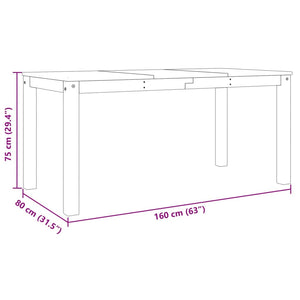 vidaXL Dining Table Panama Grey 160x80x75 cm Solid Wood Pine