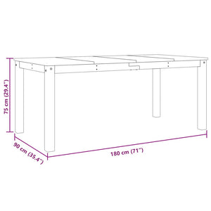 vidaXL Dining Table Panama Grey 180x90x75 cm Solid Wood Pine