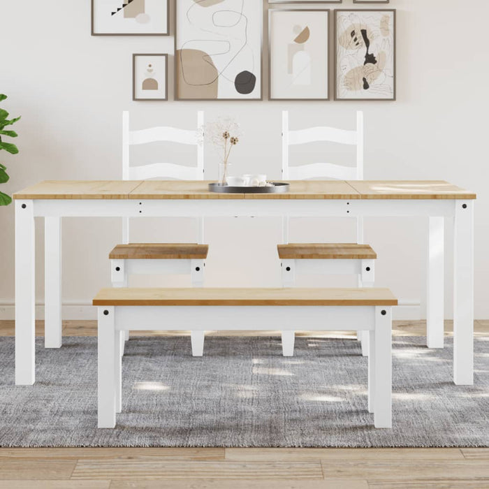 vidaXL Dining Table Panama White 180x90x75 cm Solid Wood Pine