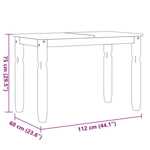 vidaXL Dining Table Corona Grey 112x60x75 cm Solid Wood Pine