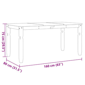 vidaXL Dining Table Corona 160x80x75 cm Solid Wood Pine