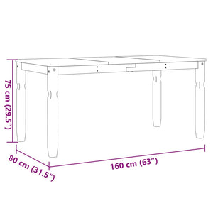 vidaXL Dining Table Corona White 160x80x75 cm Solid Wood Pine