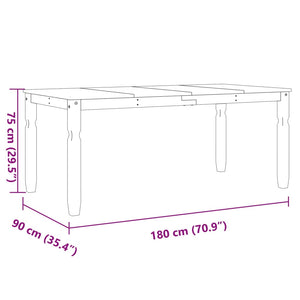 vidaXL Dining Table Corona Grey 180x90x75 cm Solid Wood Pine