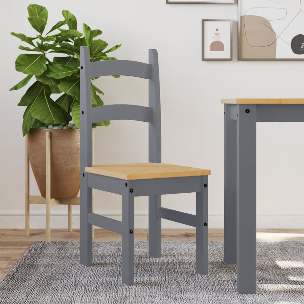 vidaXL Dining Chairs 2 pcs Grey 40x46x99 cm Solid Wood Pine