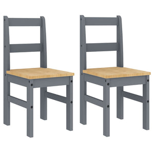 vidaXL Dining Chairs 2 pcs Panama Grey 40x46x90 cm Solid Wood Pine