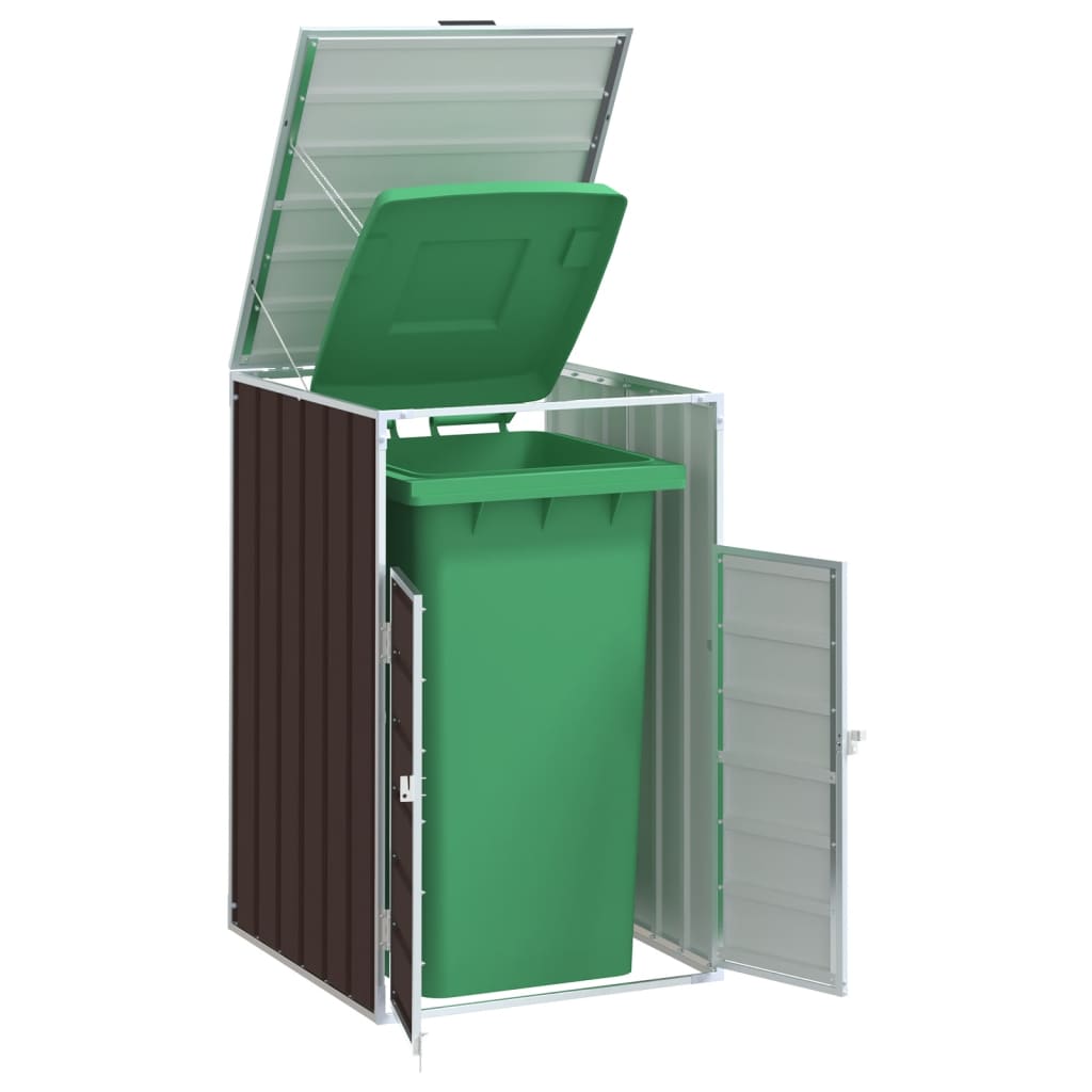 vidaXL Wheelie Bin Storage for Single Bin Brown 72x81x115 cm Steel