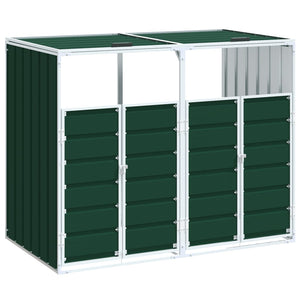 vidaXL Wheelie Bin Storage for Double Bins Green 144x81x113 cm Steel