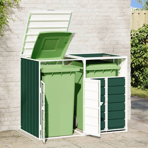 vidaXL Wheelie Bin Storage for Double Bins Green 144x81x113 cm Steel