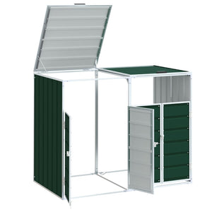 vidaXL Wheelie Bin Storage for Double Bins Green 144x81x113 cm Steel