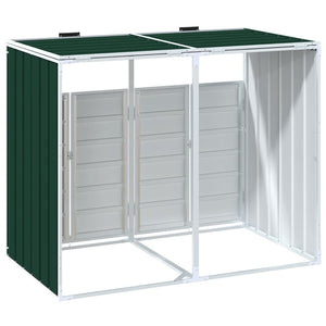 vidaXL Wheelie Bin Storage for Double Bins Green 144x81x113 cm Steel