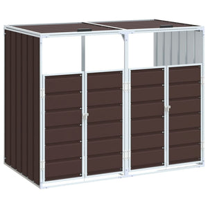 vidaXL Wheelie Bin Storage for Double Bins Brown 144x81x113 cm Steel