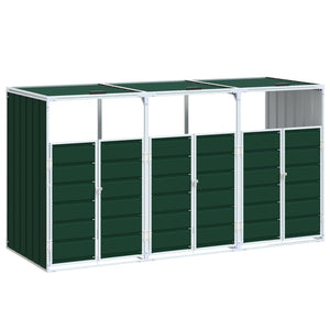 vidaXL Wheelie Bin Storage for Triple Bins Green 216x81x115 cm Steel