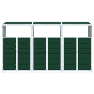 vidaXL Wheelie Bin Storage for Triple Bins Green 216x81x115 cm Steel