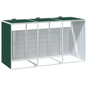 vidaXL Wheelie Bin Storage for Triple Bins Green 216x81x115 cm Steel