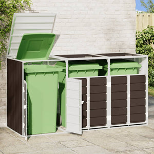 vidaXL Wheelie Bin Storage for Triple Bins Brown 216x81x115 cm Steel