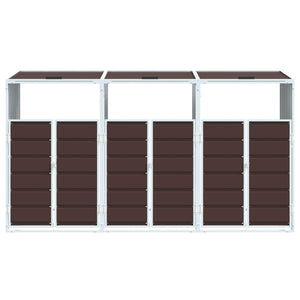 vidaXL Wheelie Bin Storage for Triple Bins Brown 216x81x115 cm Steel