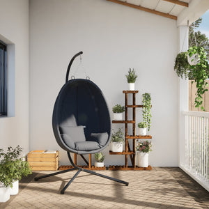 vidaXL Hanging Egg Chair with Stand Anthracite Fabric and Steel