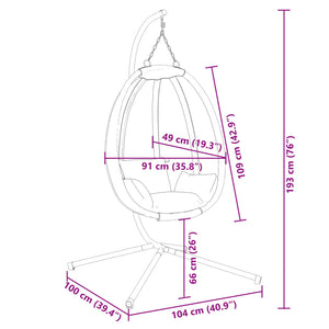 vidaXL Hanging Egg Chair with Stand Anthracite Fabric and Steel