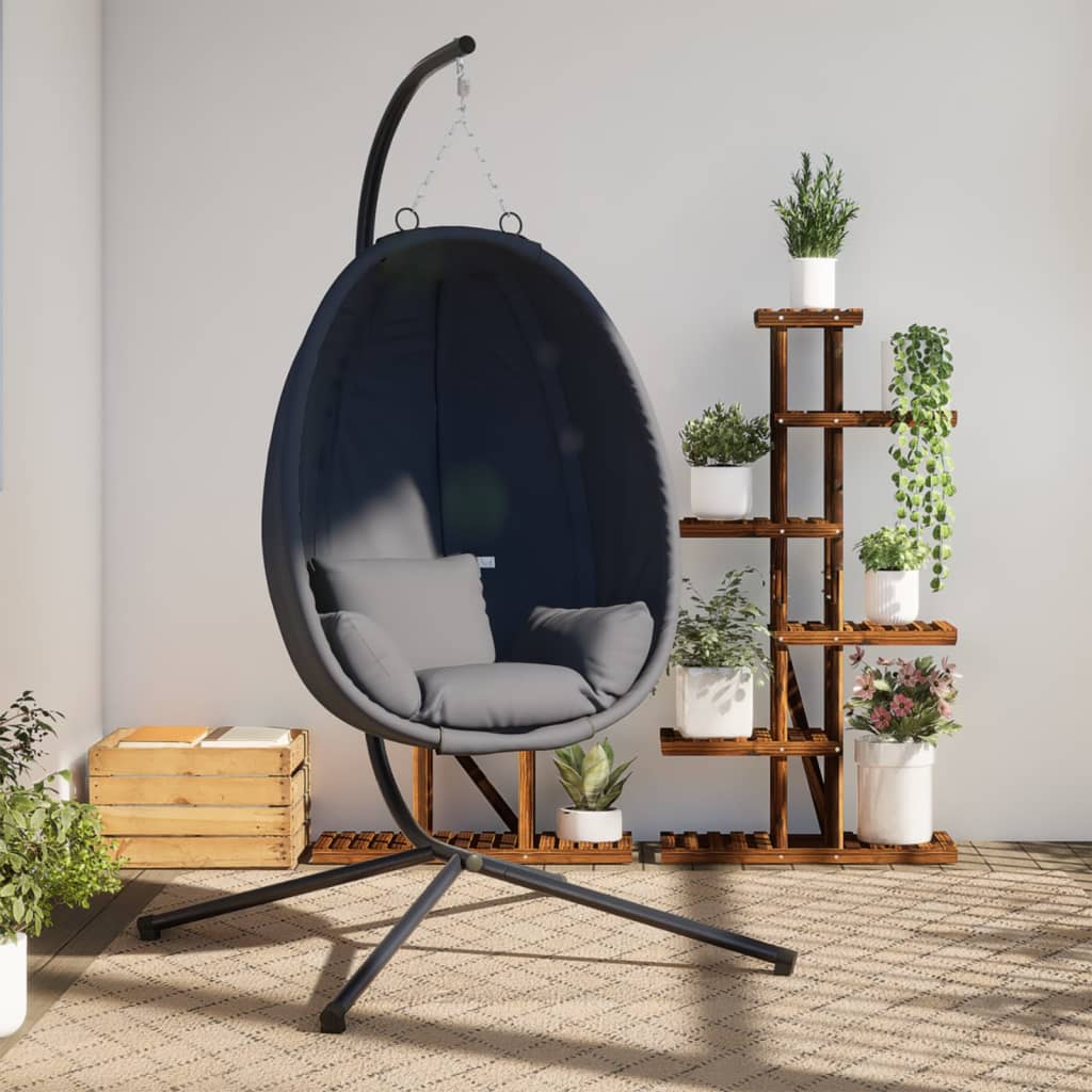 vidaXL Hanging Egg Chair with Stand Anthracite Fabric and Steel