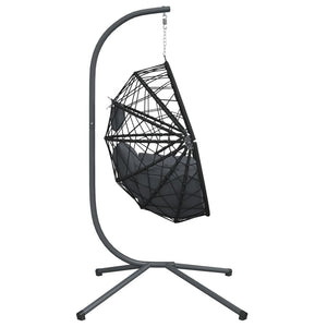 vidaXL Hanging Egg Chair with Stand Anthracite Rattan and Steel