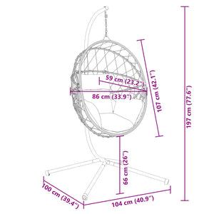 vidaXL Hanging Egg Chair with Stand Anthracite Rattan and Steel