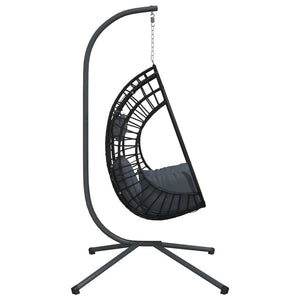 vidaXL Hanging Egg Chair with Stand Anthracite Rattan and Steel