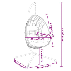 vidaXL Hanging Egg Chair with Stand Anthracite Rattan and Steel