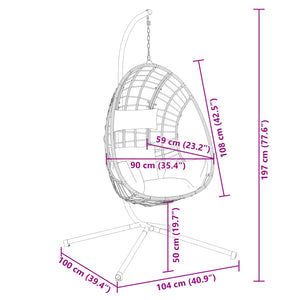 vidaXL Hanging Egg Chair with Stand Beige Rattan and Steel