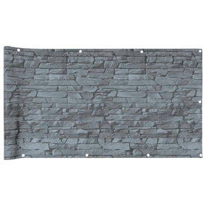 vidaXL Garden Privacy Screen Ledge Stone Look Grey 300x75 cm PVC