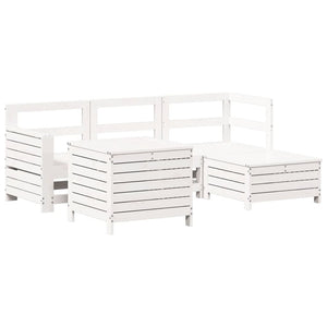 vidaXL 5 Piece Garden Sofa Set White Solid Wood Pine