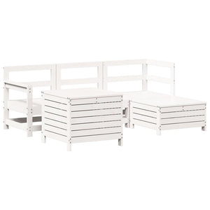 vidaXL 5 Piece Garden Sofa Set White Solid Wood Pine