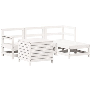 vidaXL 5 Piece Garden Sofa Set White Solid Wood Pine