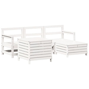 vidaXL 5 Piece Garden Sofa Set White Solid Wood Pine