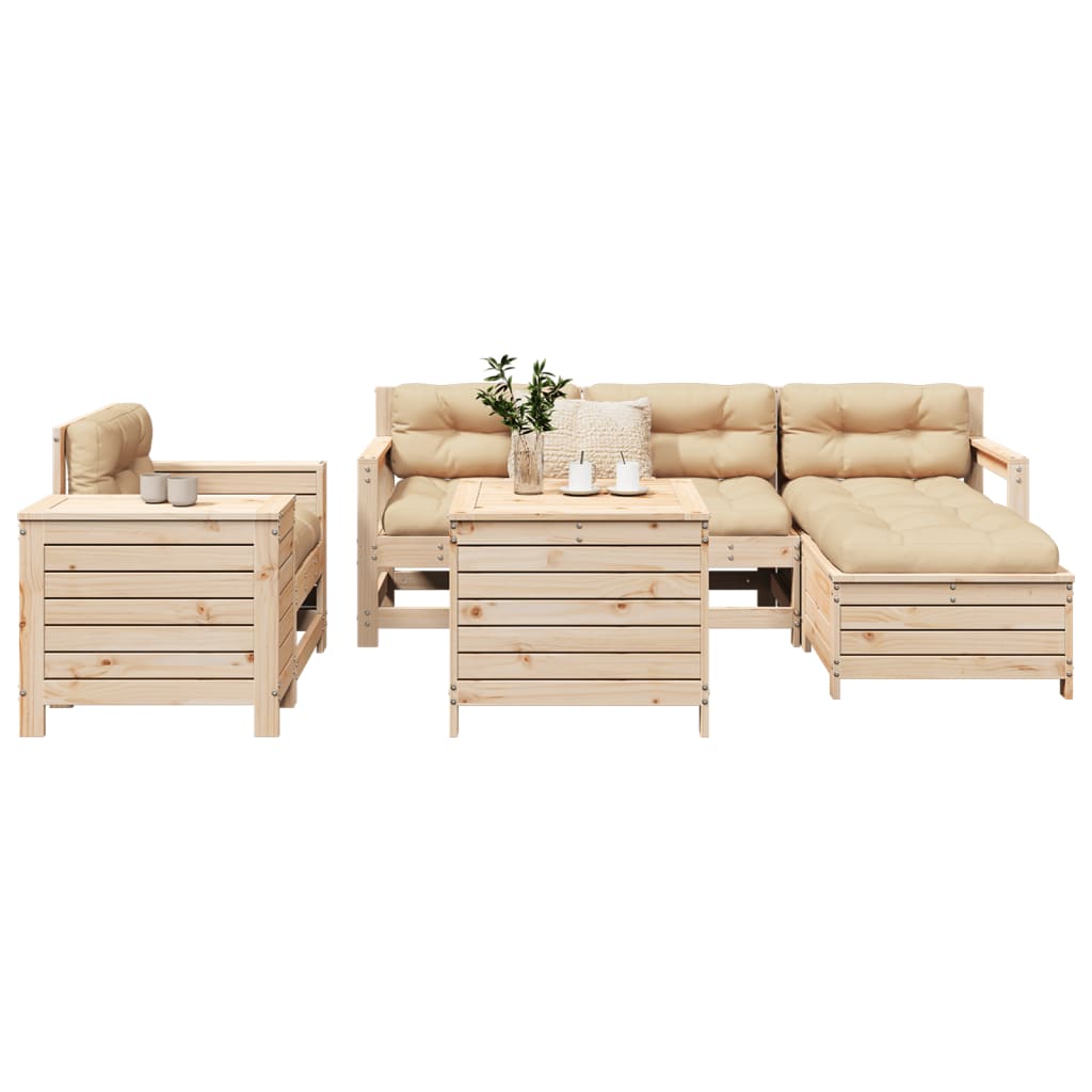 vidaXL 7 Piece Garden Sofa Set Solid Wood Pine