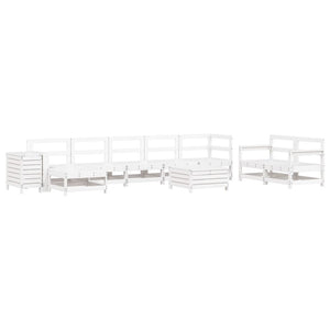 vidaXL 10 Piece Garden Sofa Set White Solid Wood Pine