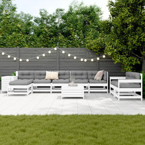 vidaXL 10 Piece Garden Sofa Set White Solid Wood Pine