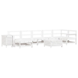 vidaXL 9 Piece Garden Sofa Set White Solid Wood Pine