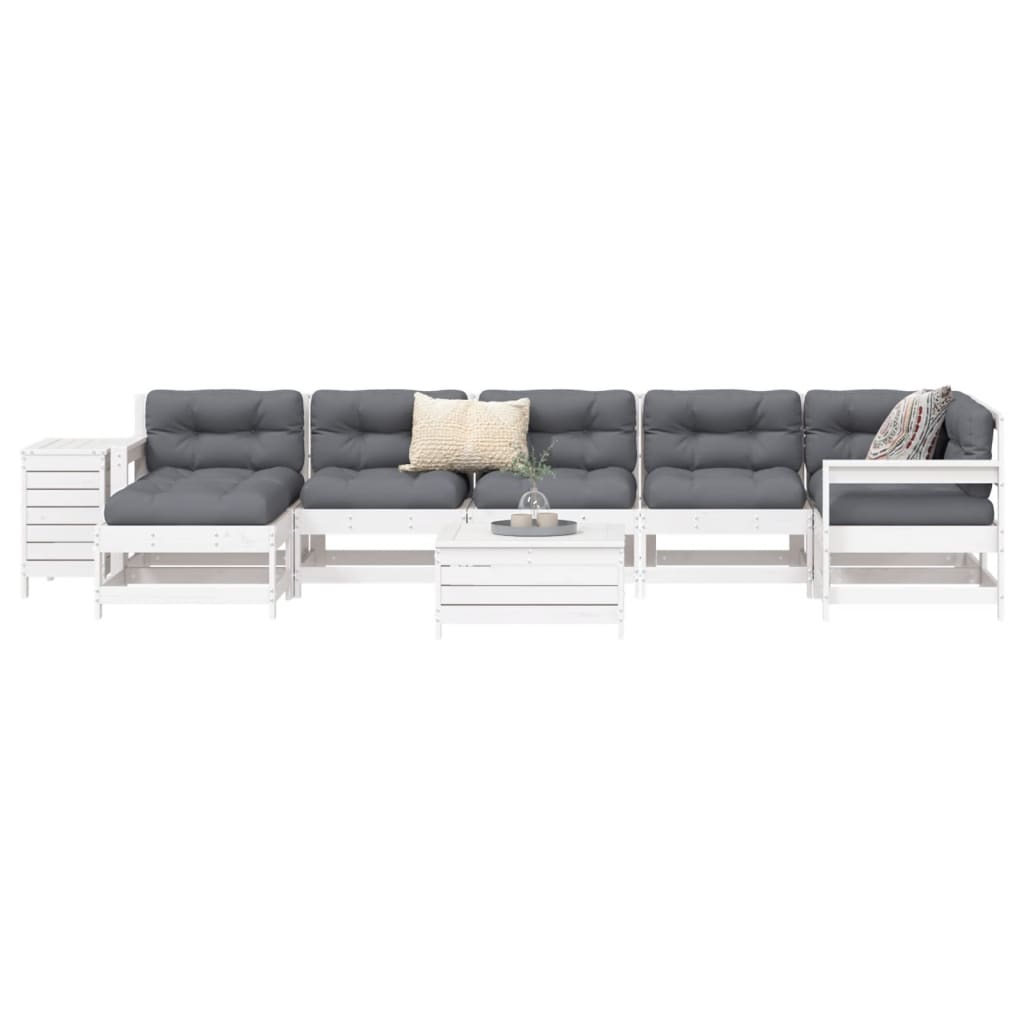 vidaXL 9 Piece Garden Sofa Set White Solid Wood Pine