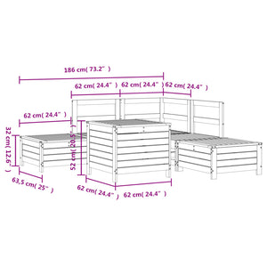 vidaXL 6 Piece Garden Sofa Set White Solid Wood Pine