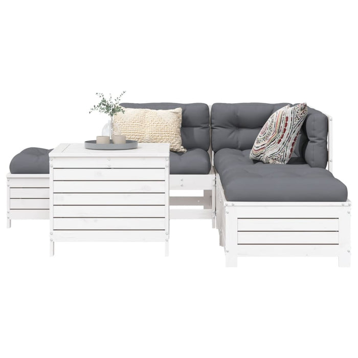 vidaXL 6 Piece Garden Sofa Set White Solid Wood Pine