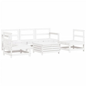 vidaXL 6 Piece Garden Sofa Set White Solid Wood Pine